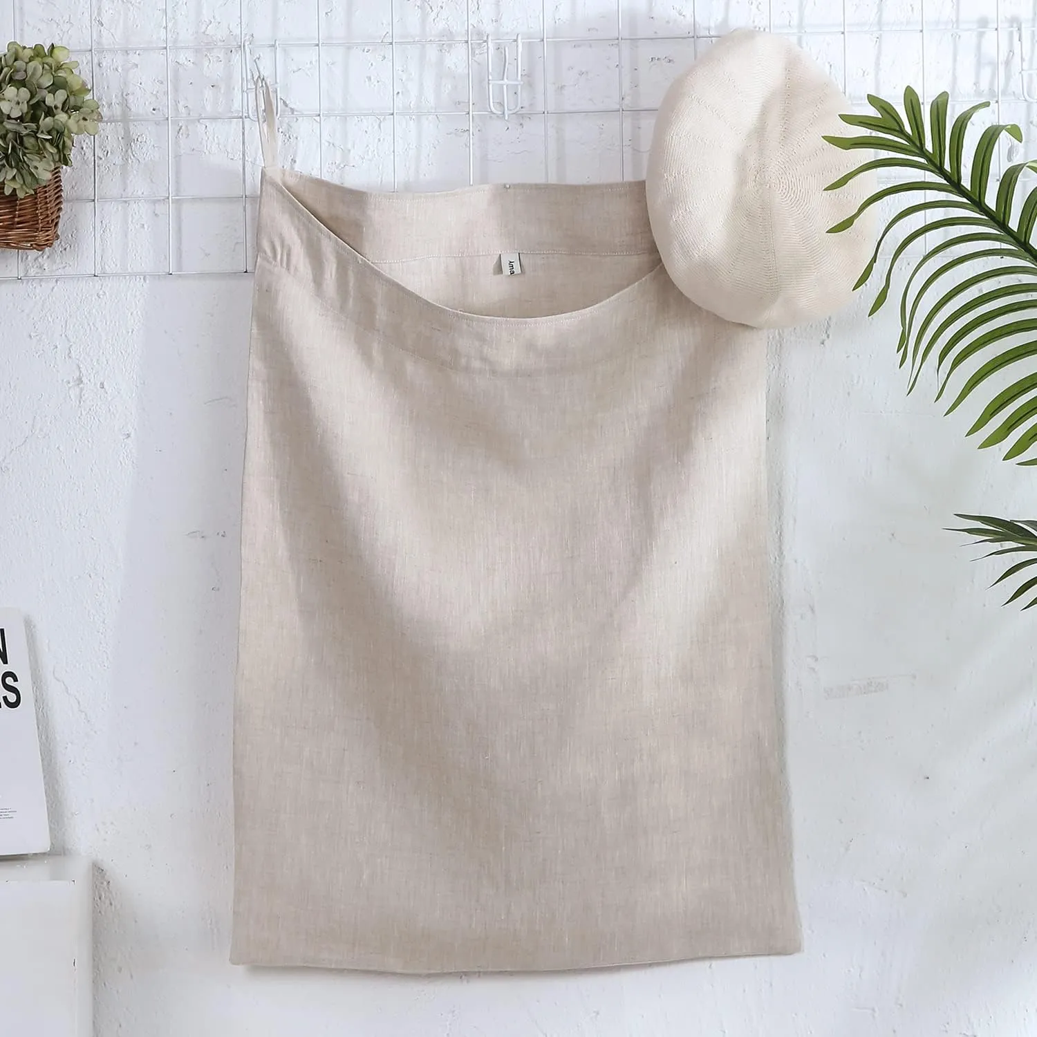 Amazhiyu Pure Linen Over The Door Laundry Hanging Hamper Bag for Holding Dirty Clothes and Saving Space Flax