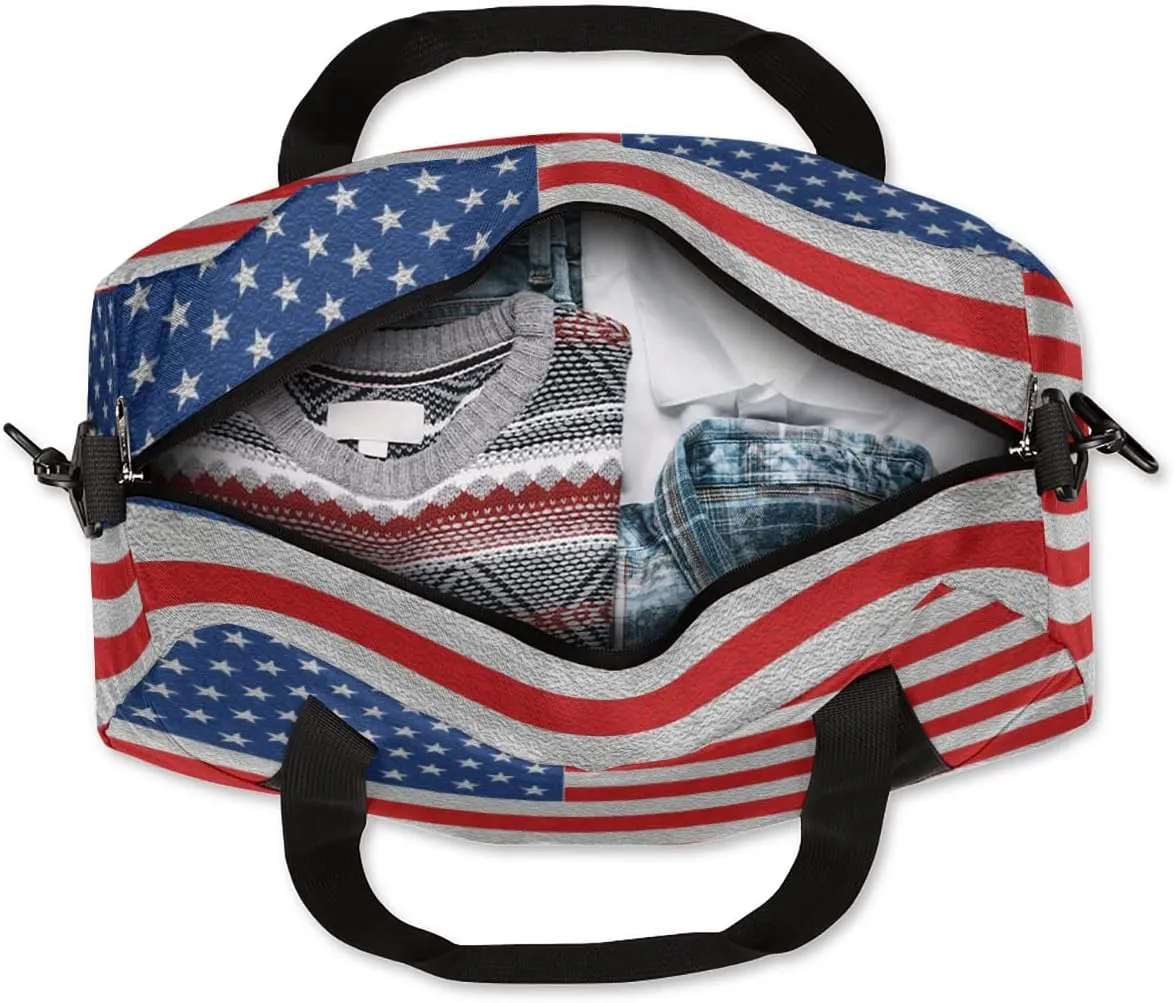 American Flag 4th Of July Kids Duffel Bag for Girls Boys Teens, Oil Painting Dance Bag Overnight Small Duffel Bag Carry On Weekend Sports Gym Travel Bag for School Practice Gymnastics Ballet