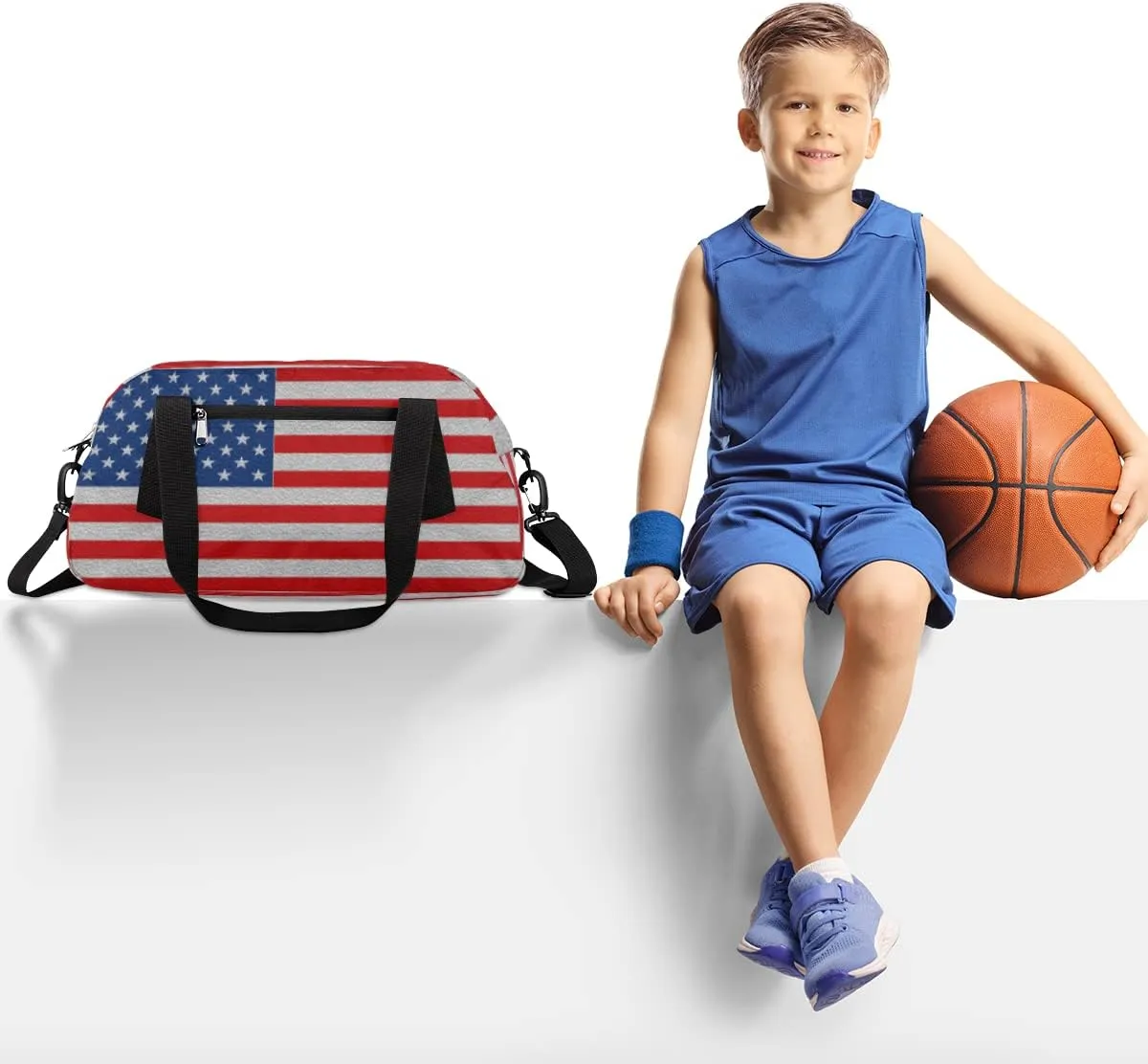 American Flag 4th Of July Kids Duffel Bag for Girls Boys Teens, Oil Painting Dance Bag Overnight Small Duffel Bag Carry On Weekend Sports Gym Travel Bag for School Practice Gymnastics Ballet