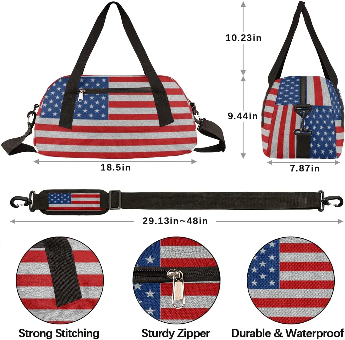 American Flag 4th Of July Kids Duffel Bag for Girls Boys Teens, Oil Painting Dance Bag Overnight Small Duffel Bag Carry On Weekend Sports Gym Travel Bag for School Practice Gymnastics Ballet