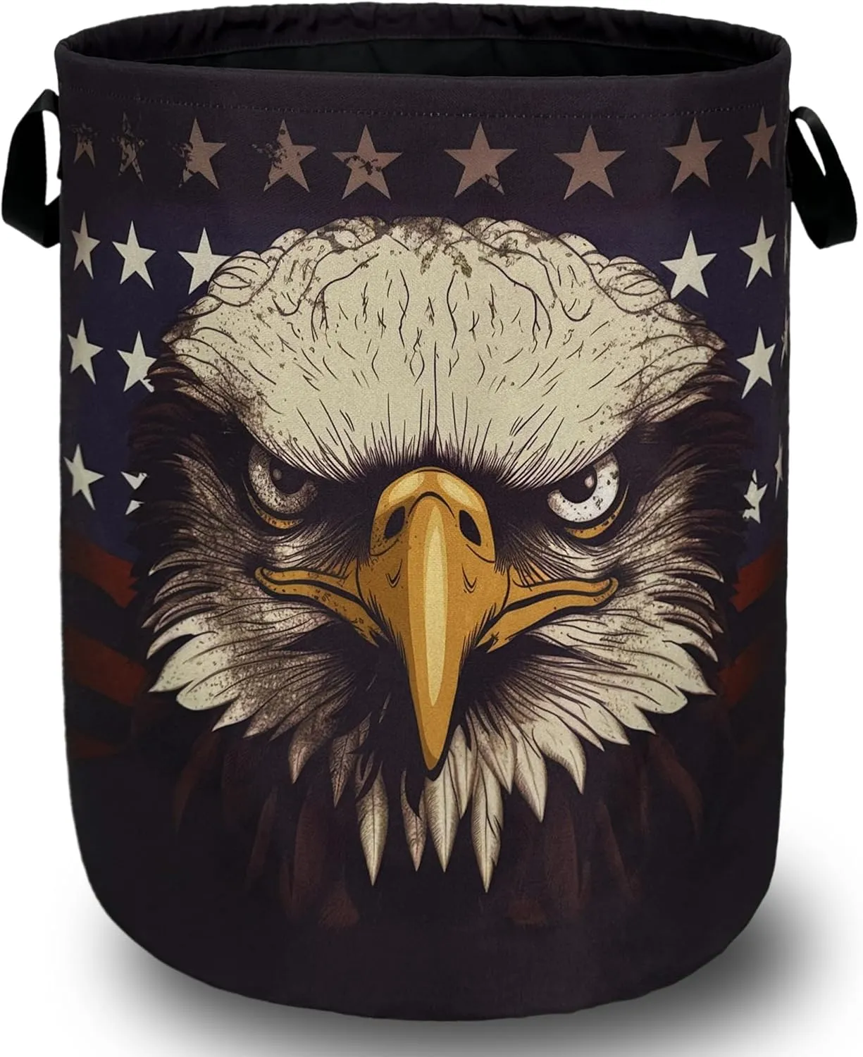 American Flag Eagle Laundry Basket Foldable With Handles Patriotic Tote Bag Oxford Cloth Funny Laundry Hamper Clothes Storage Bucket Toy Organizer For Bathroom/Laundry/Bedroom 18.9"x16.5 "