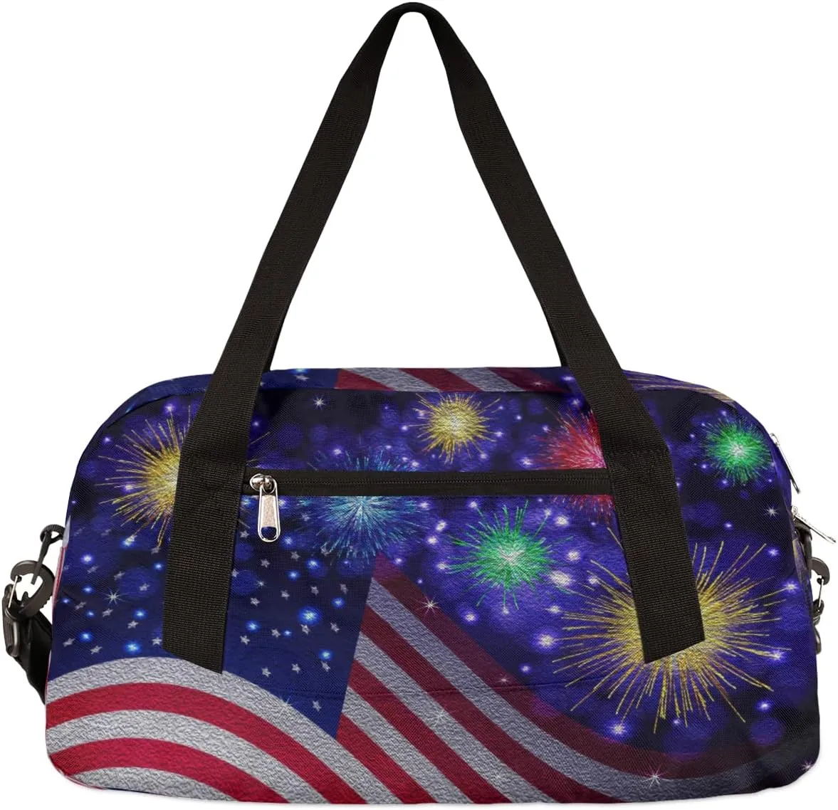 American Flag Holidays Kids Duffel Bag for Girls Boys Teens, Independence Day 4th of July Dance Bag Overnight Small Duffel Bag Carry On Weekend Sports Gym Travel Bag for School Practice Gymnastics Ballet