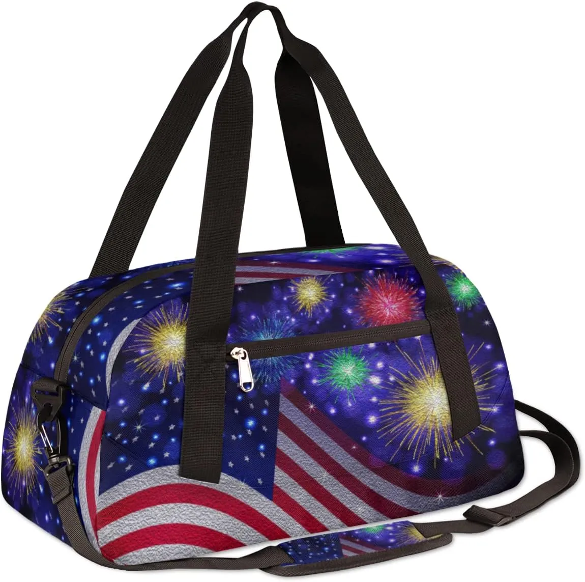 American Flag Holidays Kids Duffel Bag for Girls Boys Teens, Independence Day 4th of July Dance Bag Overnight Small Duffel Bag Carry On Weekend Sports Gym Travel Bag for School Practice Gymnastics Ballet