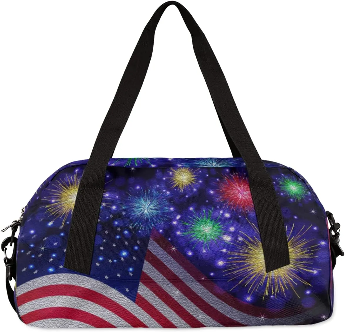 American Flag Holidays Kids Duffel Bag for Girls Boys Teens, Independence Day 4th of July Dance Bag Overnight Small Duffel Bag Carry On Weekend Sports Gym Travel Bag for School Practice Gymnastics Ballet