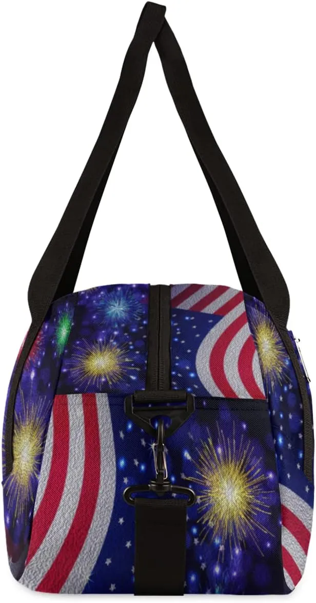 American Flag Holidays Kids Duffel Bag for Girls Boys Teens, Independence Day 4th of July Dance Bag Overnight Small Duffel Bag Carry On Weekend Sports Gym Travel Bag for School Practice Gymnastics Ballet