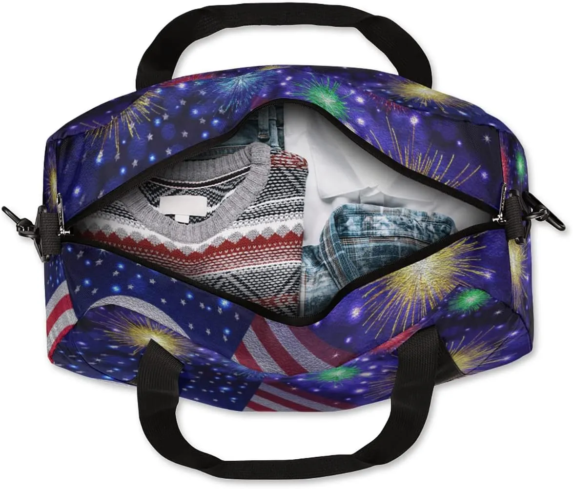 American Flag Holidays Kids Duffel Bag for Girls Boys Teens, Independence Day 4th of July Dance Bag Overnight Small Duffel Bag Carry On Weekend Sports Gym Travel Bag for School Practice Gymnastics Ballet