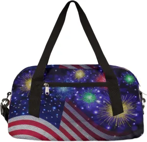 American Flag Holidays Kids Duffel Bag for Girls Boys Teens, Independence Day 4th of July Dance Bag Overnight Small Duffel Bag Carry On Weekend Sports Gym Travel Bag for School Practice Gymnastics Ballet