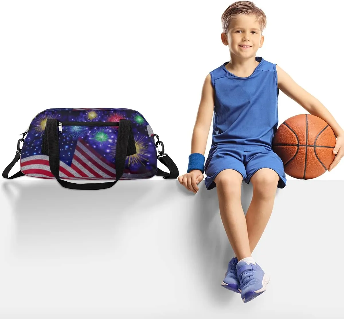 American Flag Holidays Kids Duffel Bag for Girls Boys Teens, Independence Day 4th of July Dance Bag Overnight Small Duffel Bag Carry On Weekend Sports Gym Travel Bag for School Practice Gymnastics Ballet