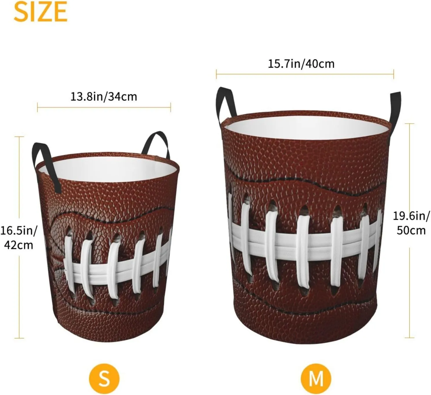 American Football Sport Laundry Basket Waterproof Oxford Fabric Foldable Laundry Hamper Circular Toy Storage Organizer Dirty Clothes Basket for Bedroom Bathroom College Dorm Living Room Nursery