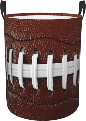 American Football Sport Laundry Basket Waterproof Oxford Fabric Foldable Laundry Hamper Circular Toy Storage Organizer Dirty Clothes Basket for Bedroom Bathroom College Dorm Living Room Nursery