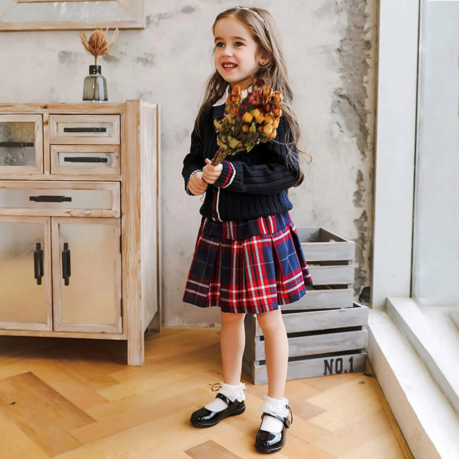 Amtidy Girls School Uniform Shoes Mary Jane School Wedding Party Flat Shoes