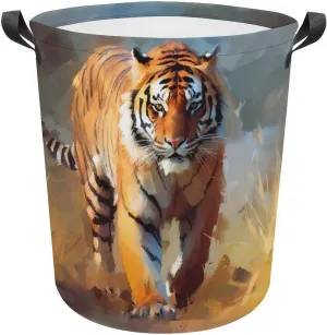 Animal Laundry Basket, Carnivore Collapsible Laundry Hamper, Waterproof Oxford Cloth Laundry Bag with Handles, King of Forest Clothes Toy Organizer Basket for Room, style-4