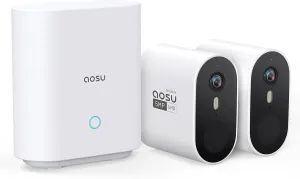 AOSU Security Cameras Wireless Outdoor - 3K 5MP Ultra HD, Home Security System, 240-Day Battery Life, Motion Detection, 166° Wide View, Night Vision, 32GB Local Storage, No Monthly Fee