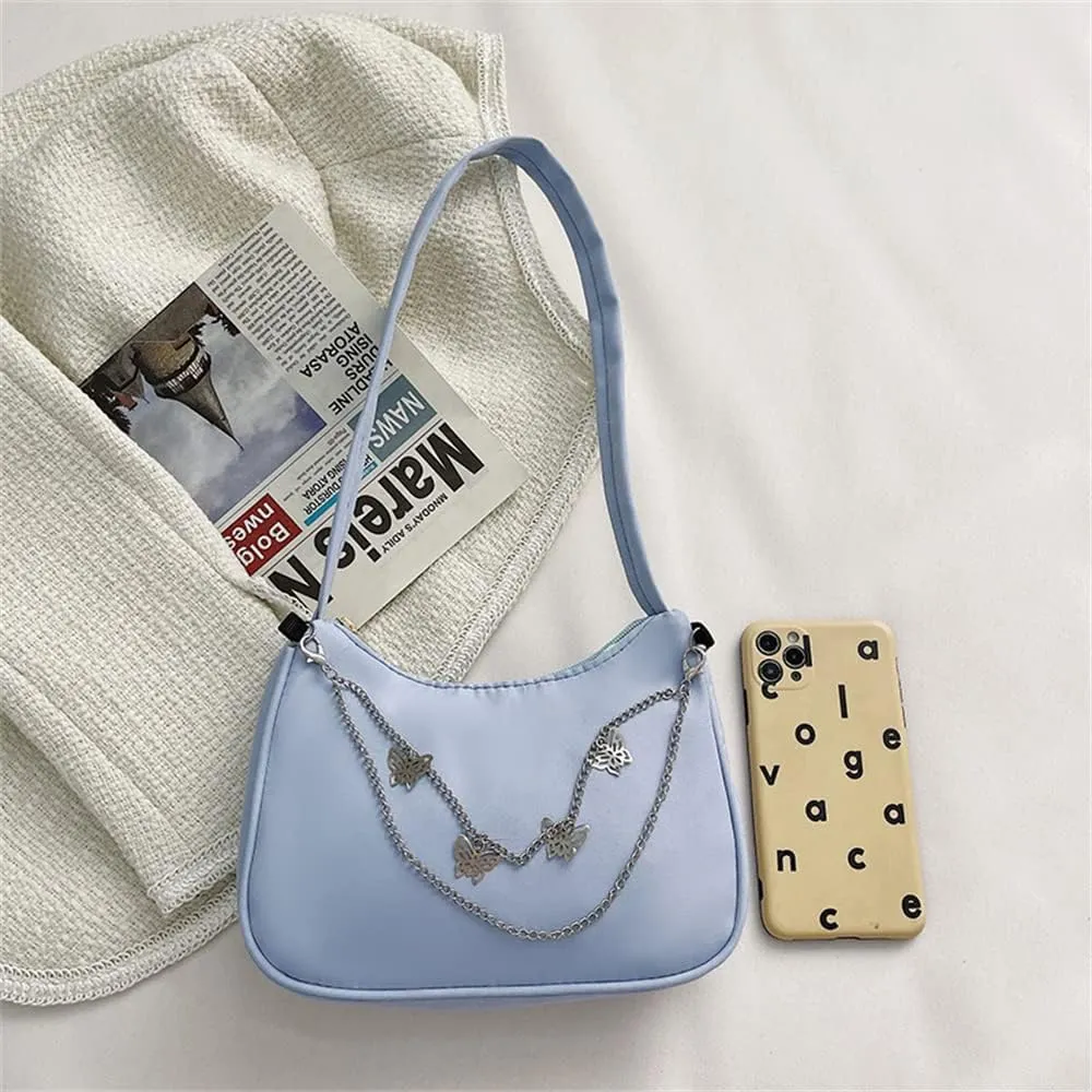 Armpit Purse Fashion Women Butterfly Chain Shoulder Underarm Bags Purses Handbags Elegant Nylon Hobo Bags
