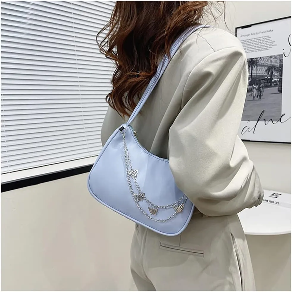 Armpit Purse Fashion Women Butterfly Chain Shoulder Underarm Bags Purses Handbags Elegant Nylon Hobo Bags