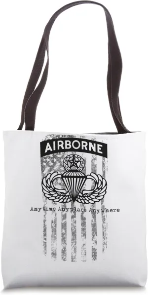 Army Airborne Jumpmaster Flag “Anytime, Anyplace, Anywhere” Tote Bag