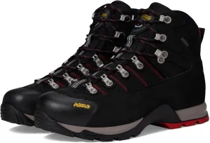 ASOLO Men's FUGITIVE GTX Water-Resistant Breathable Suede Nylon Trekking Low Ankle Hiking Boots | Toe Rubber Cap, Black/Red, 14 Wide