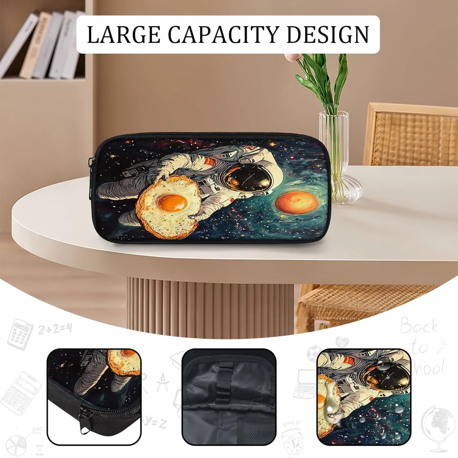 Astronaut Backpack 3 PCS Set for Boys Girls Kids, Fun Space School Bag with Lunch Box Pencil Case, Large Capacity for Elementary Middle School