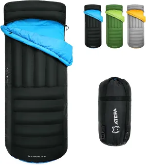 ATEPA Down Sleeping Bag, Recycled 650FP 0 Degree 40 Degree 4 Season Summer & Winter Compact Rectangle Lightweight Waterproof Wearable Sleeping Bag with Compression Sack for Camping Backpacking Hiking