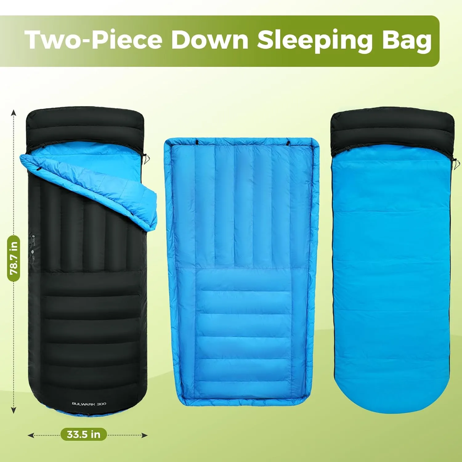 ATEPA Down Sleeping Bag, Recycled 650FP 0 Degree 40 Degree 4 Season Summer & Winter Compact Rectangle Lightweight Waterproof Wearable Sleeping Bag with Compression Sack for Camping Backpacking Hiking