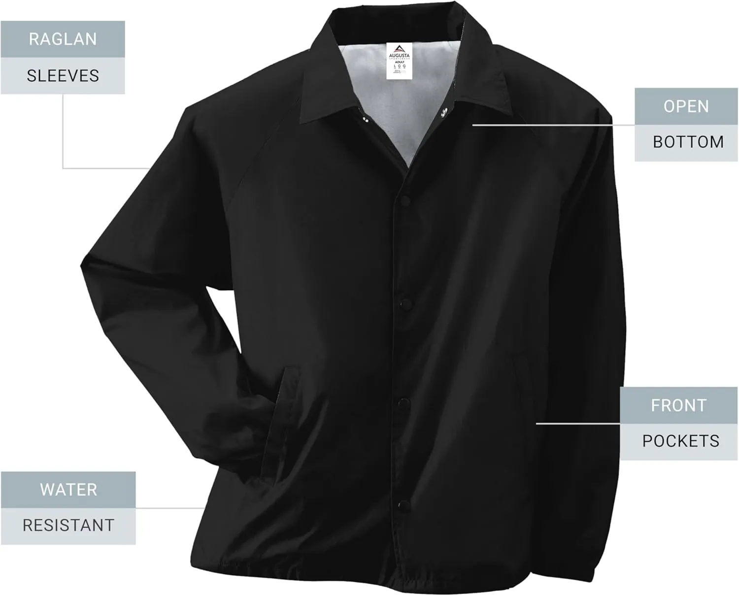 Augusta Sportswear Nylon Coach's Jacket/Lined - Rain-Ready, Water-Resistant Outerwear for Coaches & Outdoor Activities