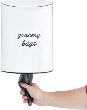 AuldHome Design Rustic Grocery Bag Holder (XL Size); Large Wall-Mounted Vintage Enamelware Farmhouse Style Plastic Bag Dispenser for Kitchen or Laundry Room