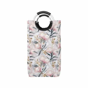 Australian Floral Pink & Grey  Square Laundry Basket