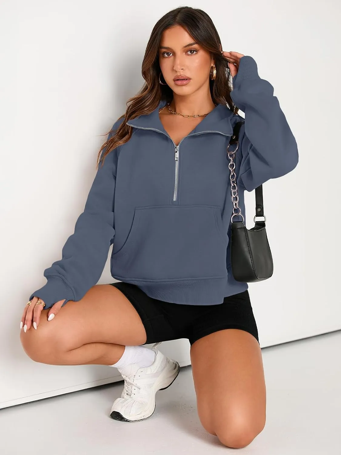 AUTOMET Womens Sweatshirts Half Zip Cropped Pullover Fleece Quarter Zipper Hoodies 2025 Fall Fashion Outfits Clothes