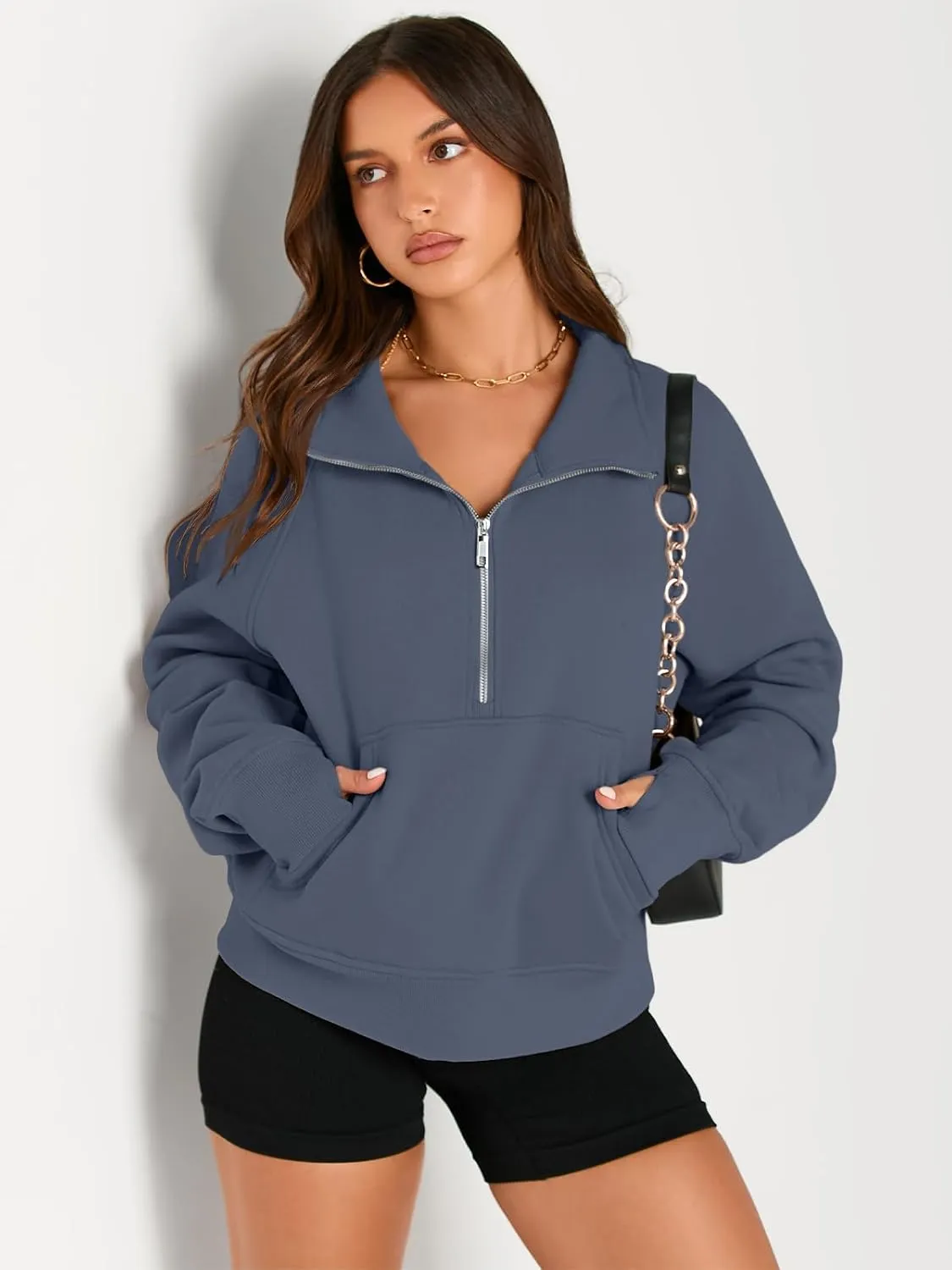 AUTOMET Womens Sweatshirts Half Zip Cropped Pullover Fleece Quarter Zipper Hoodies 2025 Fall Fashion Outfits Clothes
