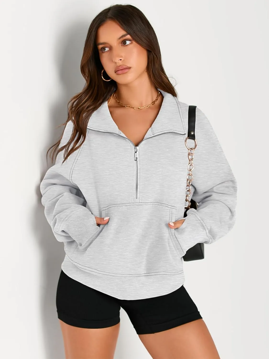 AUTOMET Womens Sweatshirts Half Zip Cropped Pullover Fleece Quarter Zipper Hoodies 2025 Fall Fashion Outfits Clothes