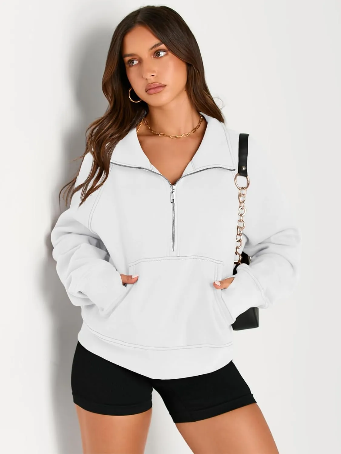 AUTOMET Womens Sweatshirts Half Zip Cropped Pullover Fleece Quarter Zipper Hoodies 2025 Fall Fashion Outfits Clothes