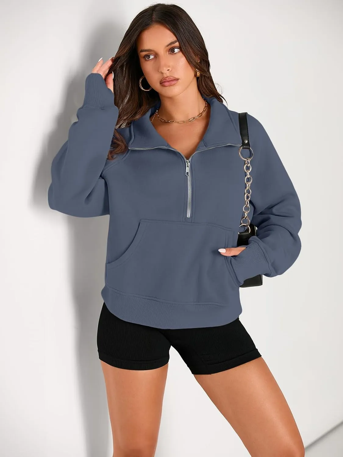 AUTOMET Womens Sweatshirts Half Zip Cropped Pullover Fleece Quarter Zipper Hoodies 2025 Fall Fashion Outfits Clothes