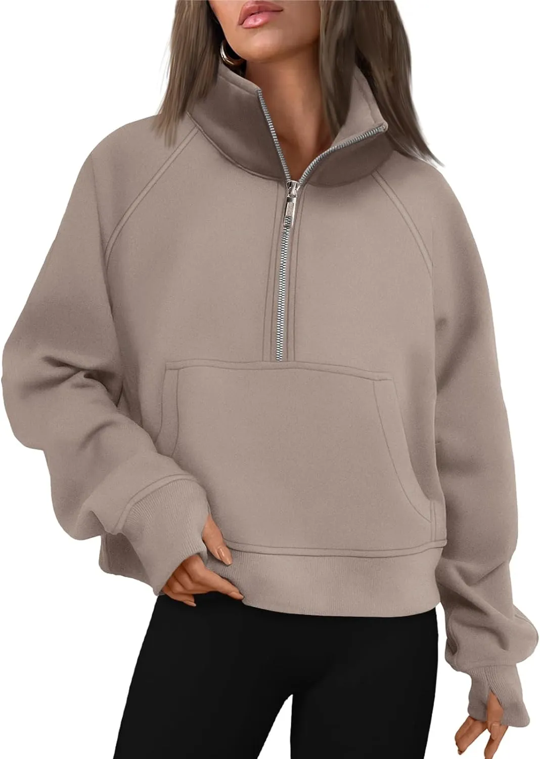 AUTOMET Womens Sweatshirts Half Zip Cropped Pullover Fleece Quarter Zipper Hoodies 2025 Fall Fashion Outfits Clothes