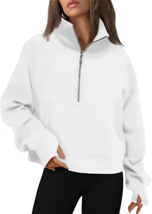 AUTOMET Womens Sweatshirts Half Zip Cropped Pullover Fleece Quarter Zipper Hoodies 2025 Fall Fashion Outfits Clothes