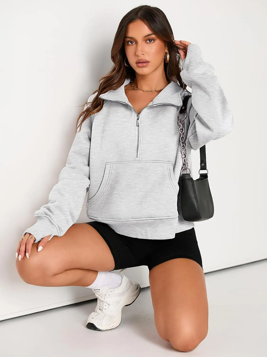 AUTOMET Womens Sweatshirts Half Zip Cropped Pullover Fleece Quarter Zipper Hoodies 2025 Fall Fashion Outfits Clothes