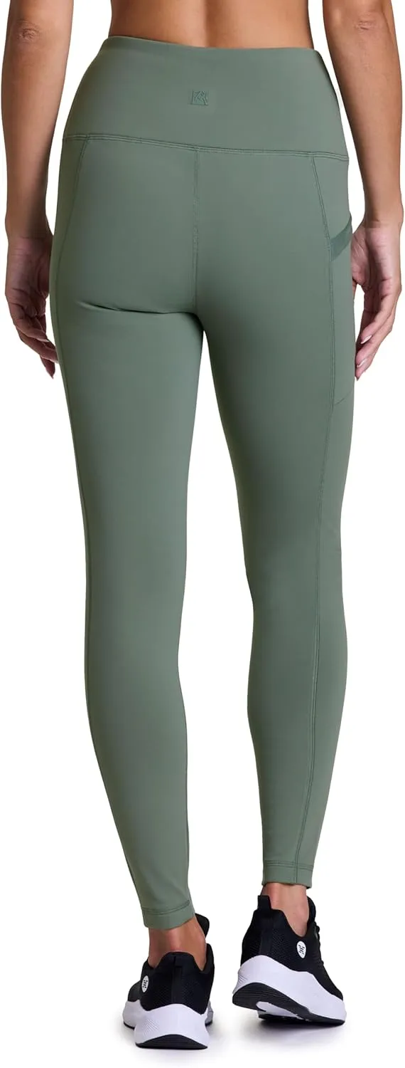 Avalanche Women's Fleece Leggings, High Waist Full Length Fleece Lined Hiking Legging with Zipper Pockets