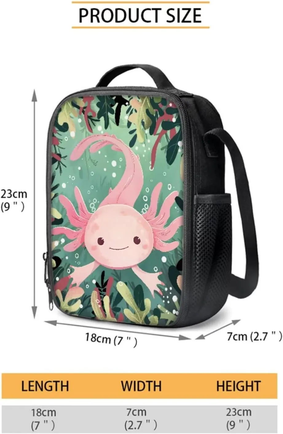 Axolotl Backpack for Girls with Lunch Box 3rd Grade School Bag and Lunch Bag Pencil Case Cute Primary School Bookbag Lunchbox Pencil Case for Kids Age 8-10 10-12
