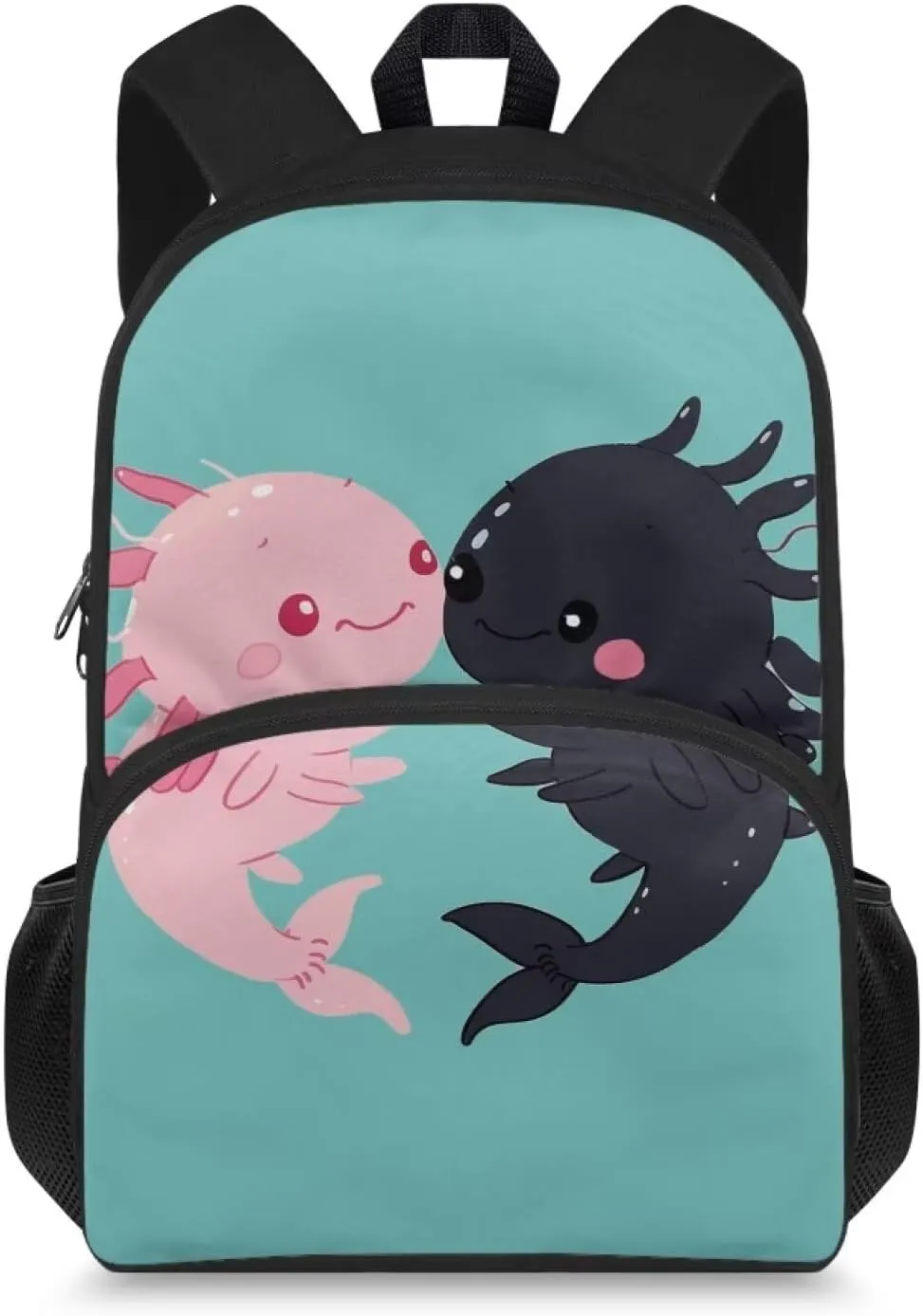 Axolotl Backpack Large Capacity Bookbag for Middle School Girls Cute School Bag Blue Book Bags for Kids 8-12, 15'' School Bags with Water Bottle Holder