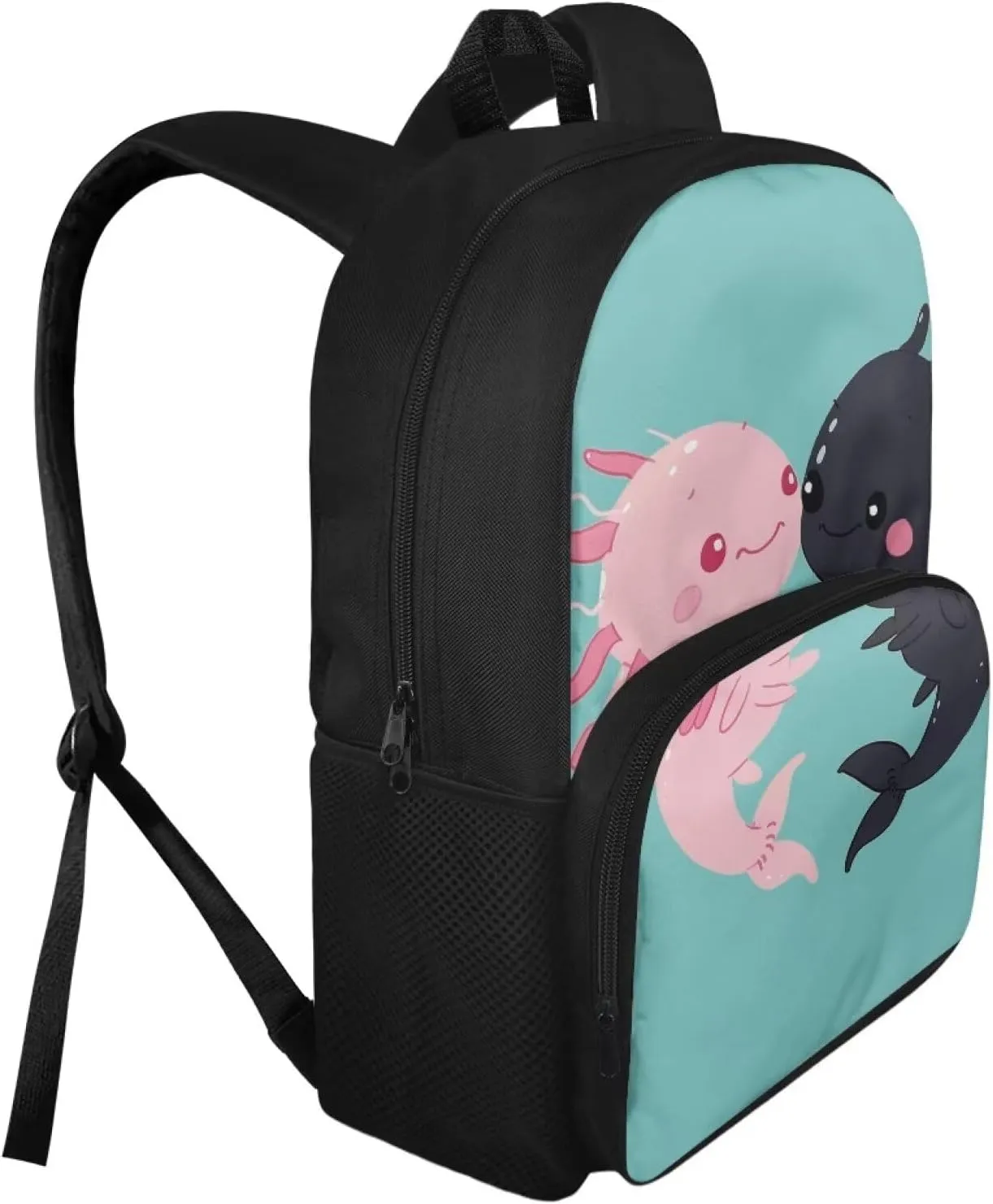 Axolotl Backpack Large Capacity Bookbag for Middle School Girls Cute School Bag Blue Book Bags for Kids 8-12, 15'' School Bags with Water Bottle Holder