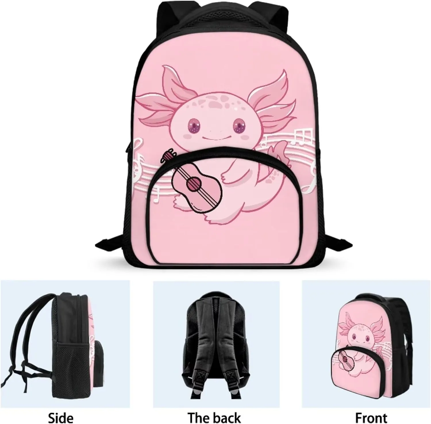 Axolotl Kids Backpack for Girls Grades 4 to 8 Boys Backpack Large Capacity Laptop Rucksack Multi-functional Daypack for Outdoor Picnic