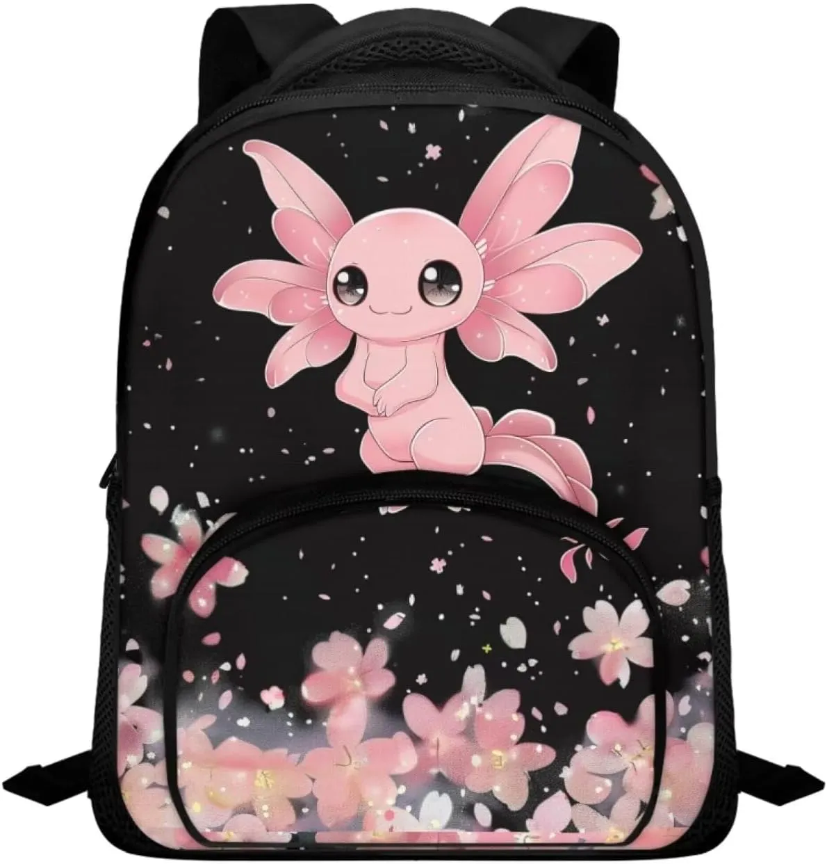 Axolotl School Backpack for Girls 6-10 Casual Kids Backpack 12 Inch Fashion Travel Rucksack Multi-pockets Lightweight Daypack for Child