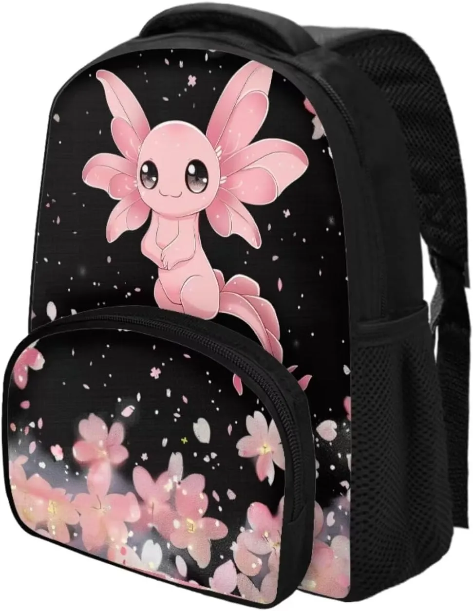 Axolotl School Backpack for Girls 6-10 Casual Kids Backpack 12 Inch Fashion Travel Rucksack Multi-pockets Lightweight Daypack for Child