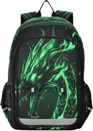 Backpack Bookbag School Bag Travel Bag Angry Green Dragon for Girls Boys Teen