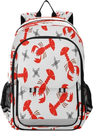 Backpack Bookbag School Bag Travel Bag Red Crayfish for Girls Boys Teen