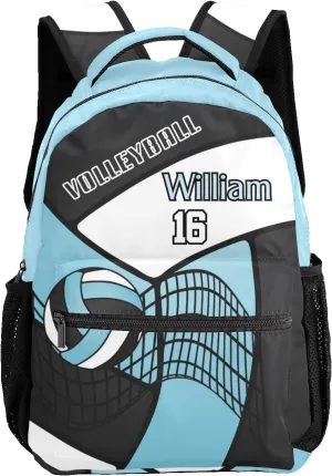 Backpack Custom Name Volleyball Blue Lightweight Waterproof Travel Bag for Hiking Camping, 12.2''(L) x 5.9''(W) x 16.5''(H)