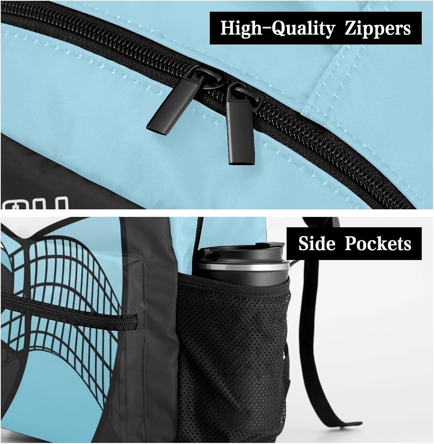 Backpack Custom Name Volleyball Blue Lightweight Waterproof Travel Bag for Hiking Camping, 12.2''(L) x 5.9''(W) x 16.5''(H)
