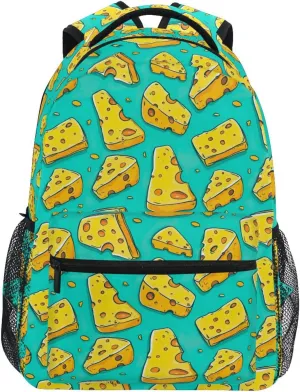 Backpack for Boys Girls Cartoon Cheese Pattern Lightweight Shoulder Bag Elementary Middle High School Bookbag Laptop Bags Daypack Rucksack for Men Women Teens Outdoor Travel S