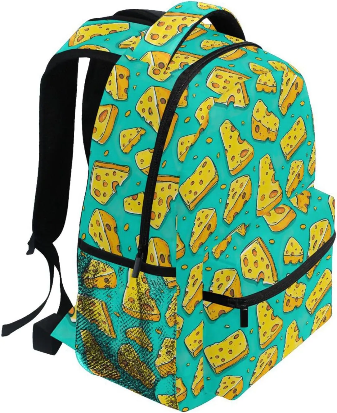 Backpack for Boys Girls Cartoon Cheese Pattern Lightweight Shoulder Bag Elementary Middle High School Bookbag Laptop Bags Daypack Rucksack for Men Women Teens Outdoor Travel S