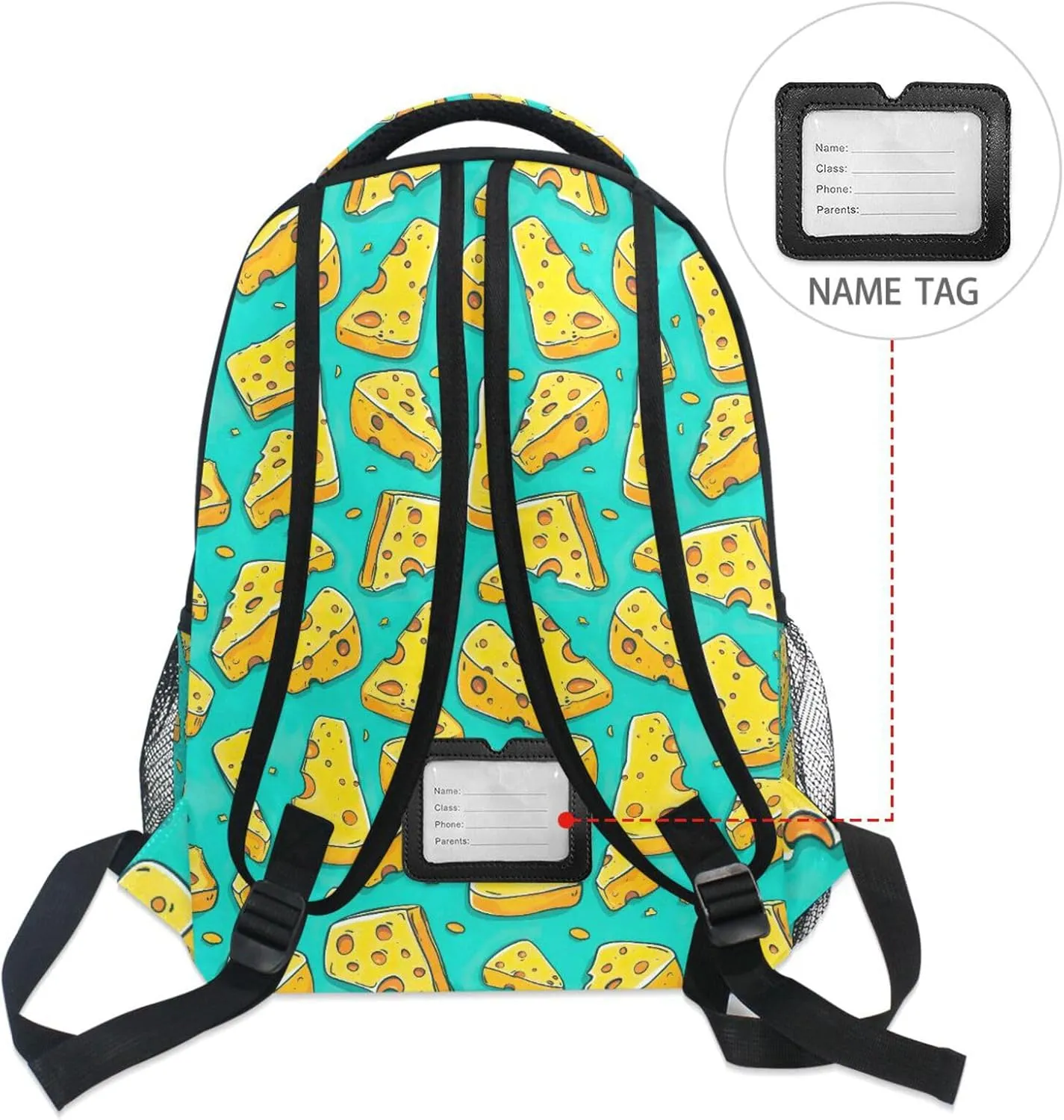 Backpack for Boys Girls Cartoon Cheese Pattern Lightweight Shoulder Bag Elementary Middle High School Bookbag Laptop Bags Daypack Rucksack for Men Women Teens Outdoor Travel S