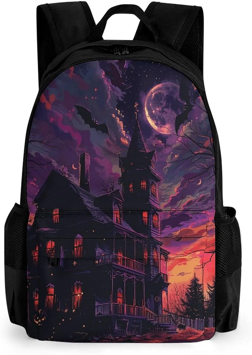 Backpack for Men Women Laptop Backpack Black Haunted House Casual Daypack Laptop Bag for Travel, 42x30.5cm